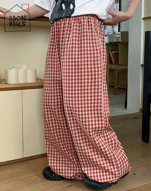 [3일간 new 5% sale] [BAONHAUS] 킨테 체크 밴딩 와이드 팬츠 (3color)
