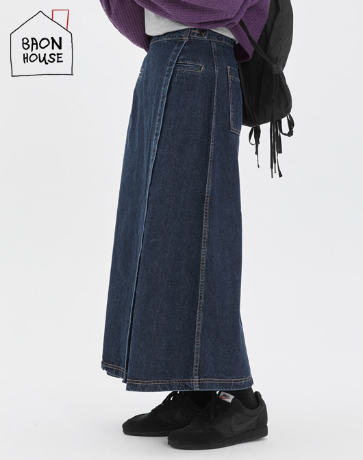 [BAONHOUSE] Aroni denim wrap skirt (2color)
