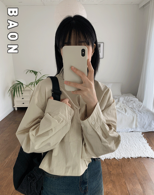 [BAON] 로쥬 크롭 긴팔 셔츠 (3color)
