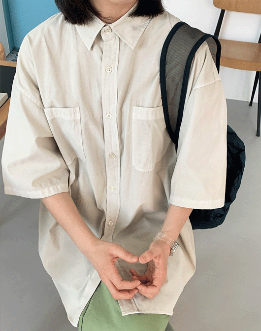 [unisex] 데번 포켓 피그먼트 반팔 셔츠 (5color)
