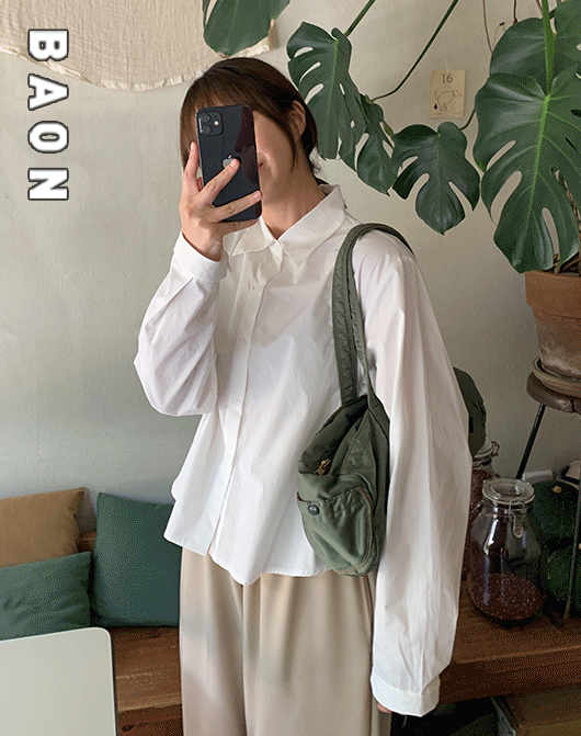 [2천장돌파][BAONHAUS] 크노브 코튼 크롭 긴팔 셔츠 (4color)