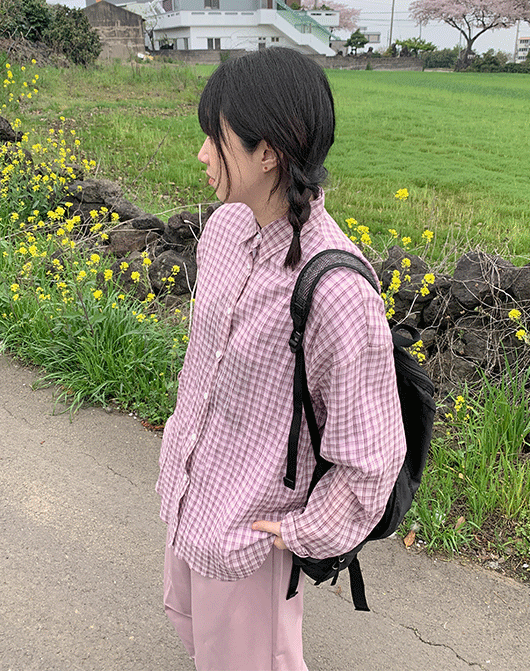 후토아 컬러 체크 오버 셔츠 (3color)